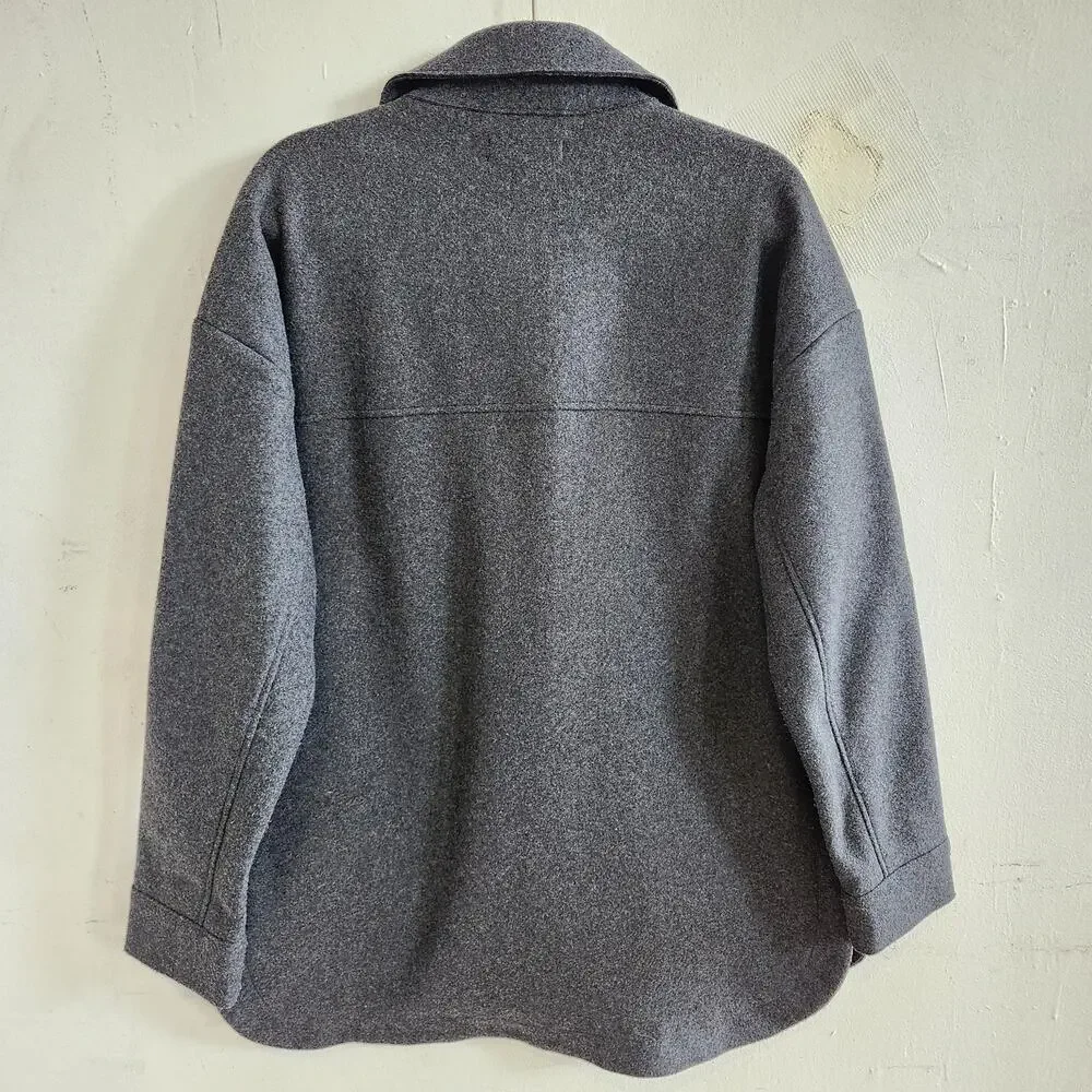 Banana Republic Shacket Sz M Dark Gray Shirt Soft Overshirt 4 Pocket Jacket